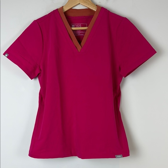 Figs Pink Fitted Short Sleeve Top Size Extra Small - Picture 1 of 7